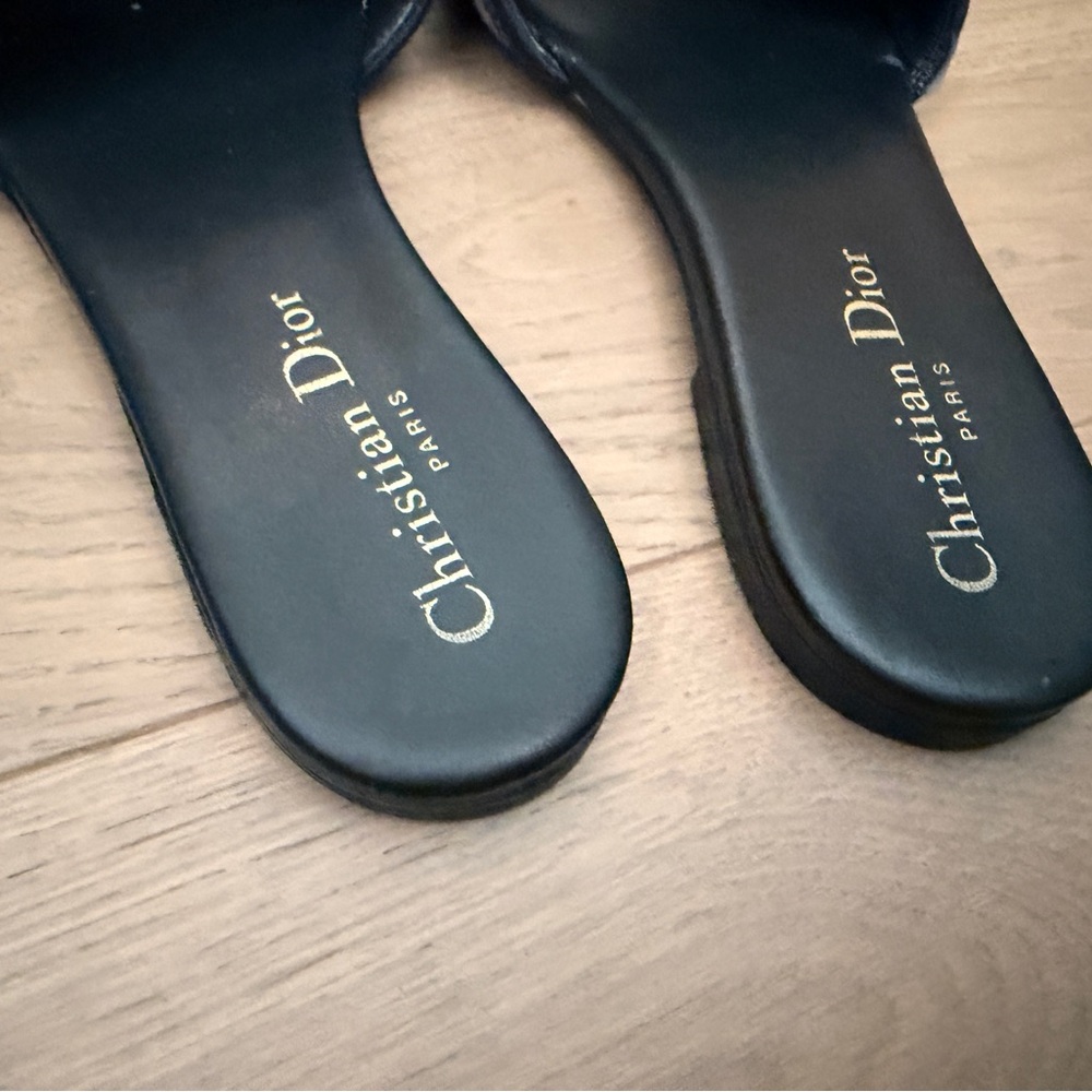 Dior Slide Navy Blue Embroidery Sandals. - Picture 2 of 6